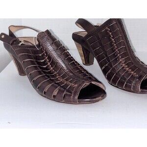 PIKOLINOS Java Braided Leather Sandals shoes Brown Peep Toe EU 40